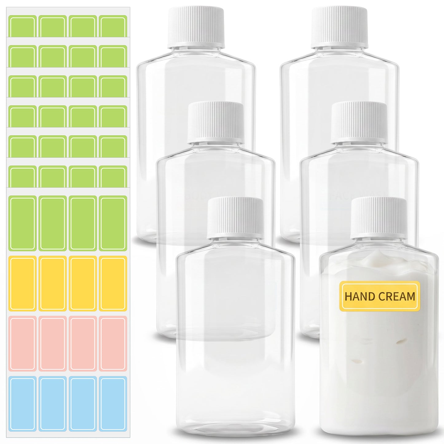 Elegaperma 6 Pcs Small Plastic Bottles, Leak-proof Mini Travel Bottles, Small Travel Bottles Travel Bottle Set with Labels