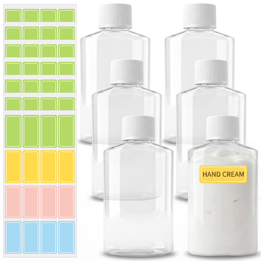 Elegaperma 6 Pcs Small Plastic Bottles, Leak-proof Mini Travel Bottles, Small Travel Bottles Travel Bottle Set with Labels