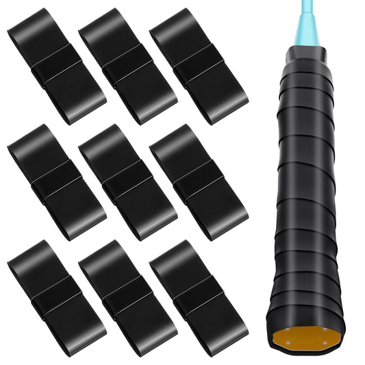 guduling 10pcs Badminton Racket Grip Tape, Tennis Racket Tape, Pu Material, Pre-Cut Non-Slip Rackets Grip Tapes, Dry and Comfortable Feel, Black
