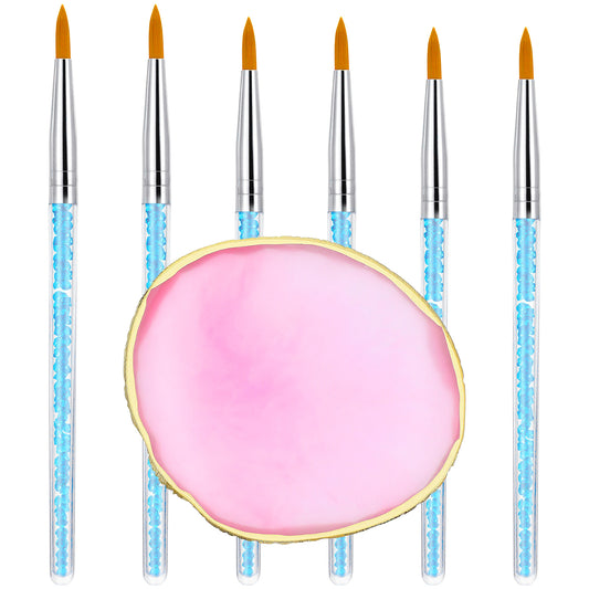 Classicseali 7pcs Nail Polish Brushes Set with Resin Nail Art Palette, Gel Polish Brush Kit for Nail Art Design, Nail Painting Kit for Home Salon