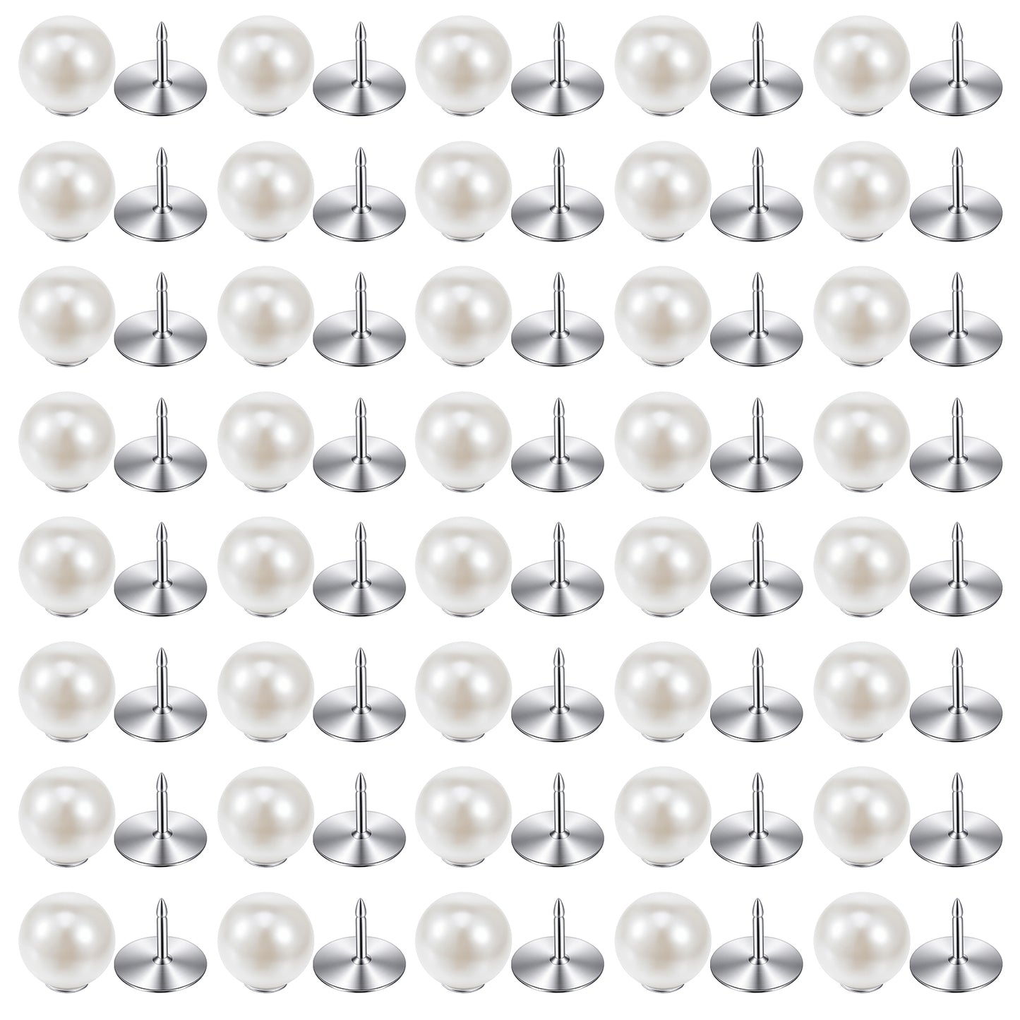 40 Pcs Pearl Buttons, 10mm Resin Decorative Push Pins for Clothes & DIY Crafts (White, 1.5 x 1 x 1 cm)