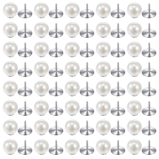 40 Pcs Pearl Buttons, 10mm Resin Decorative Push Pins for Clothes & DIY Crafts (White, 1.5 x 1 x 1 cm)