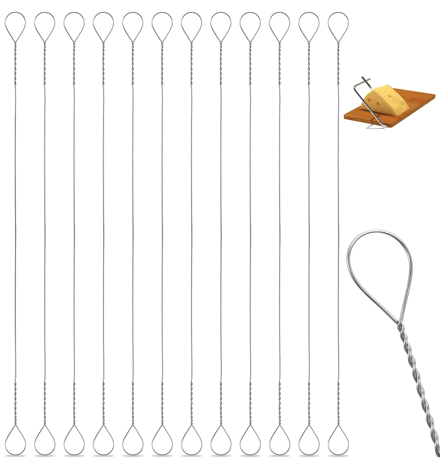 Thrymme 10Pcs Cheese Wire, 14cm (5.5in) Replacement Cheese Cutter Slicer Wire Ideal on Marble Board, can Cutting Egg & Butter, Easy to Use, Convenient & Efficient