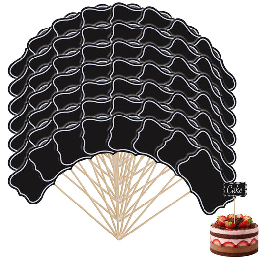 Elegaperma Food Labels for Buffet - 56PCS Party Food Labels, Black Mini Chalkboard Foods Flags for Buffets to Write On, Cupcake Toppers Cheese Markers