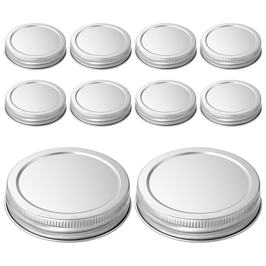 Elegaperma 10pcs Mason Jar Lids, 2.83in Tinplate Lids Of Canning Jars, Reusable Lids of Mason Jars Leak Proof Fits Storage Jar, Jam Jar (Silver)