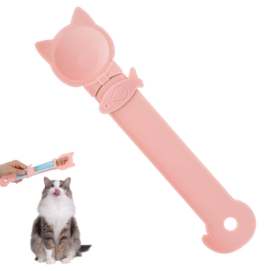 Guduling Cat Treat Feeder, Cat Treat Spoon, Cats Treat Spoon Squeeze, Strip Feeder, Cats Squeeze Treat Spoons, Multifunctional Lickable Treats Feeding Dispenser for Wet Food, Pink