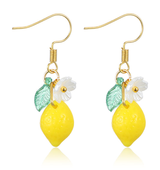 Lemon Earrings, Yellow Lemon Dangle Earrings for Women, Cute Fruit Jewelry Accessories, Fun Gift for Birthdays Parties Cosplay Lightweight & Stylish