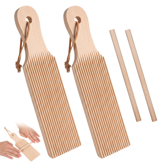 Classicseali Gnocchi Board, 2 Sets Gnocchi Maker Tool with Hanging Rope & 2 Rollers,Pasta Board for Homemade Gnocchi, Homemade Cavatelli- Gift for Kitchen Lovers