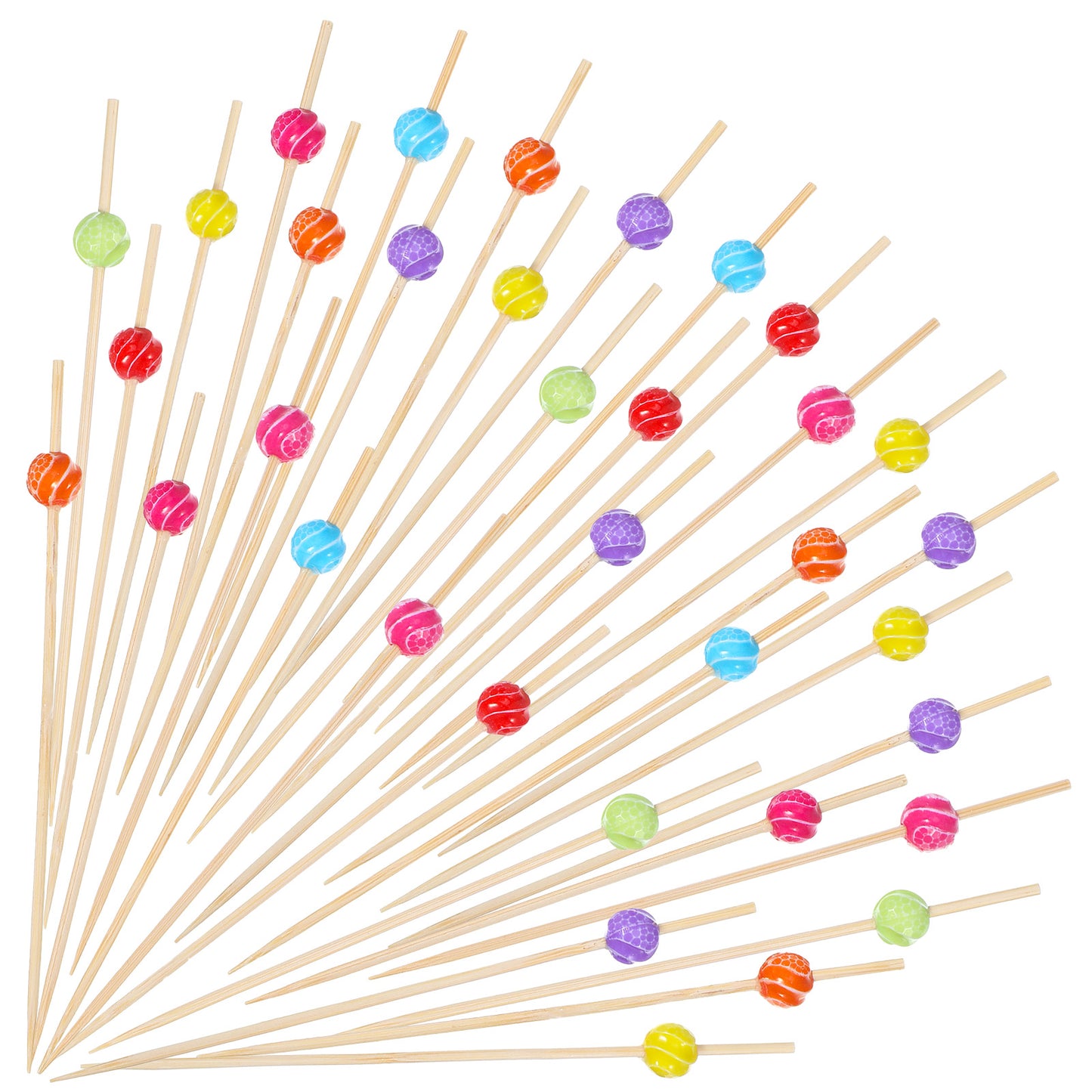 Guduling 100pcs Wooden Cocktail Sticks, Colorful Bamboo Cocktail Sticks, Canape Stick, Suitable for Appetizers, Fruits, Sandwiches, Burgers, Cocktails 4.72in