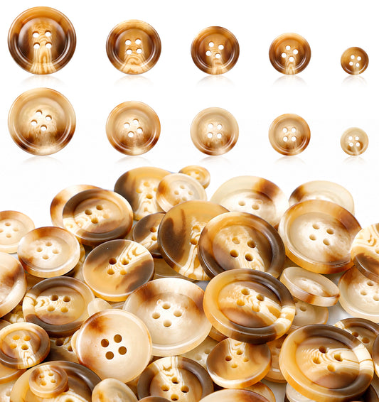 50Pcs Brown Buttons, 5 Sizes Brown Buttons for DIY Crafts