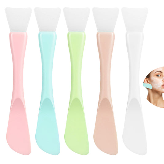 Guduling 5 Pcs Silicone Facial Mask Applicator, Face Mask Spatula,Reusable Double-End Face Masks Brush Washable Beauty Spatula Tools for Clay, Cream, Gel, And Mud Facial Masks