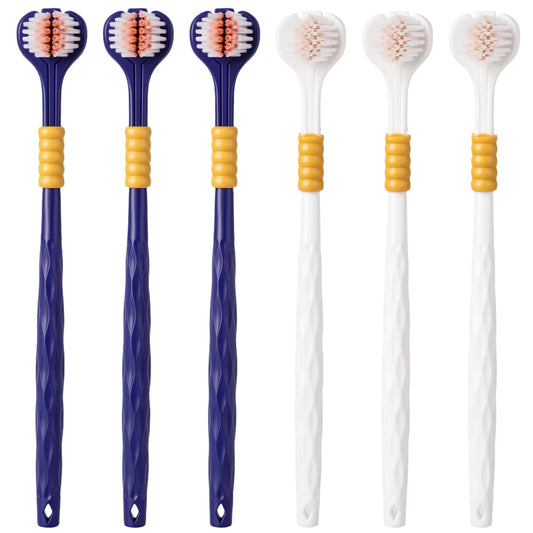 Guduling 6 Pcs 3 Sided Toothbrush,Autistic Toothbrush,360° Deep Clean Soft Bristle Toothbrushes with Ergonomic Handle, Gentle Dental Care Set for Sensitive Teeth, Kids & Adults, Travel-Friendly Design