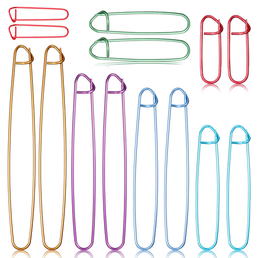 Oruola 14 PCS Aluminum Stitch Holders for Knitting,Knitting Stitch Holder Set, Colorful Zinc Alloy Yarn Stitch Holder Set,Crochet Tools for DIY Blankets, Scarves, Sweaters, and More