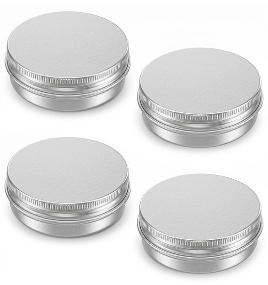 4 Pcs Small Metal Tin, Round Small Travel Pots for Toiletries, 60ml