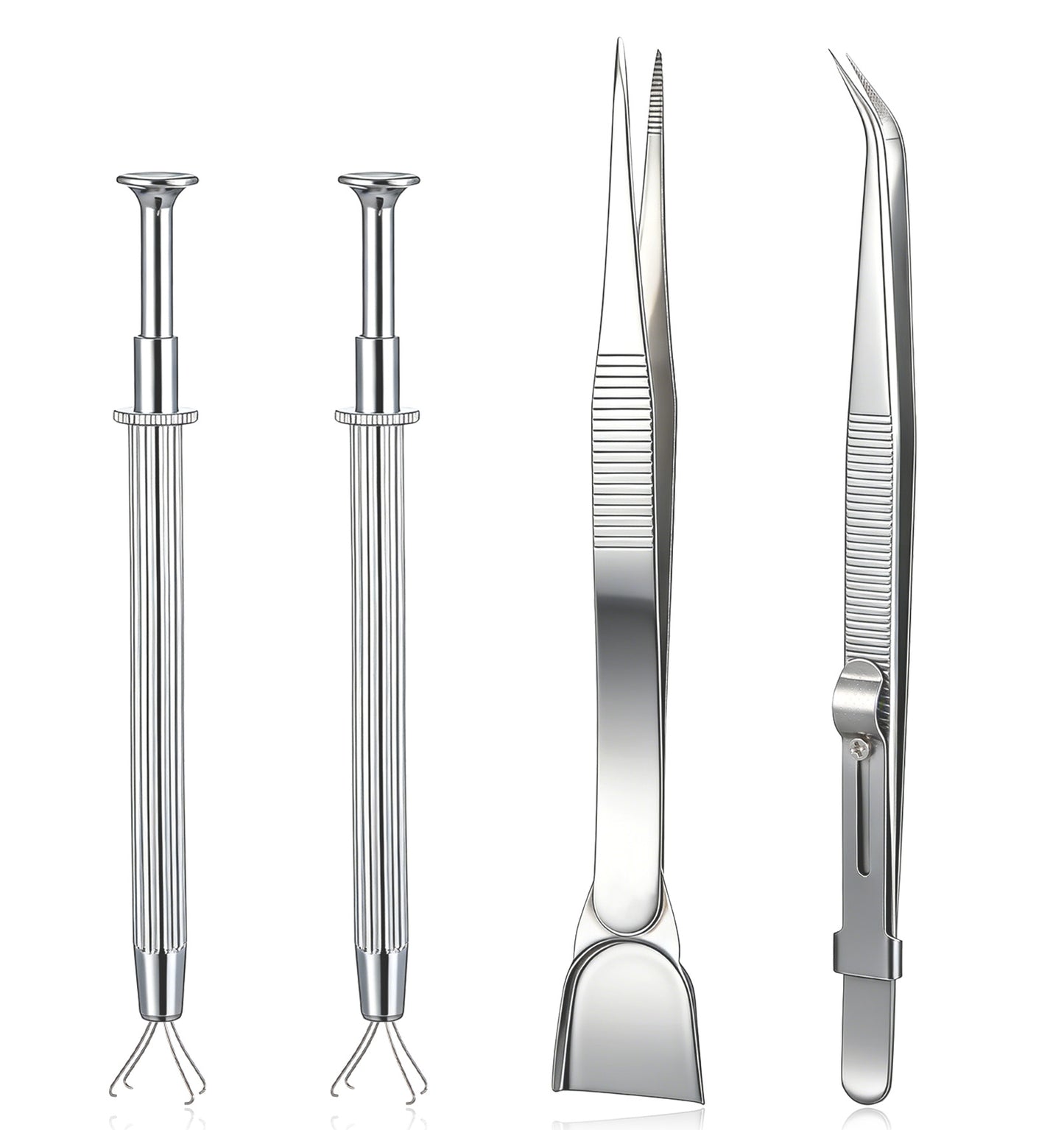 4Pcs Cake Decoration Tools, Cake Tools for Decorating with Pearl Grabber & Tweezers, Stainless Steel Sprinkles Tool for Baking, Cookie, Cupcake, Jewelry Septum Earring Piercing Ball Bead Holder