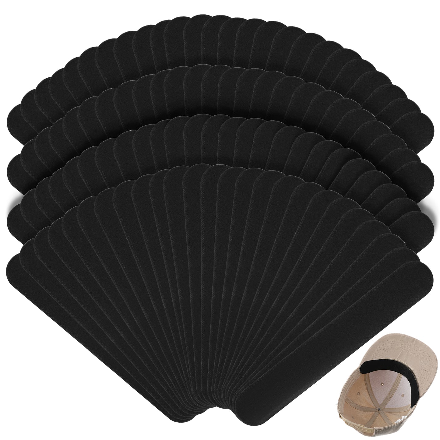 Guduling 100 Pcs Hat Size Reducer,Disposable Hat Sizing Tape,Sweat Band for Hats for Baseball Caps, Beanies, Absorbent & Stain-Resistant Lining to Prevent Sweat Stains, White