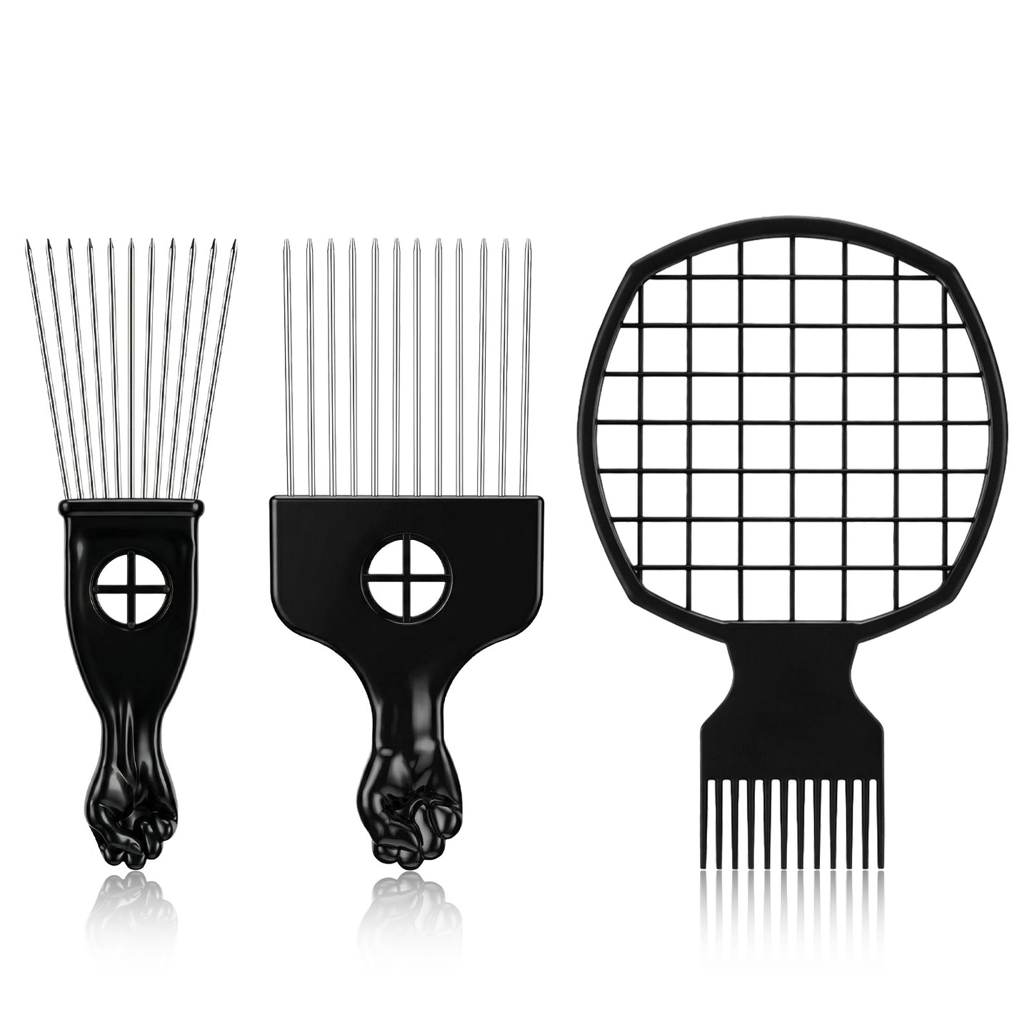 Guduling 3 Pcs Twist Comb,Hair Sponges for Black Men,Afro Curls Hair Pick and Twist Comb for Men Women Wig Braid,Curly Hairs Detangling,Styling and Lifting(Black)