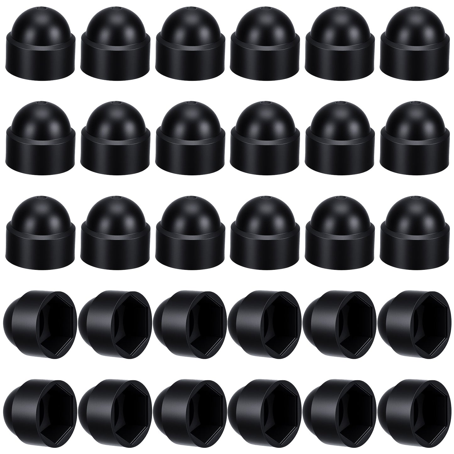 Classicseali 30PCS Rubber End Caps, M12 Bolt Covers, Hexagon Nut Cover Dome, Rubber Caps, for Bolt Hexs Hexagon Screw Easy Fit, Used in Machinery, Petrochemicals, Valves, Gas Pipelines, 19mm, Black