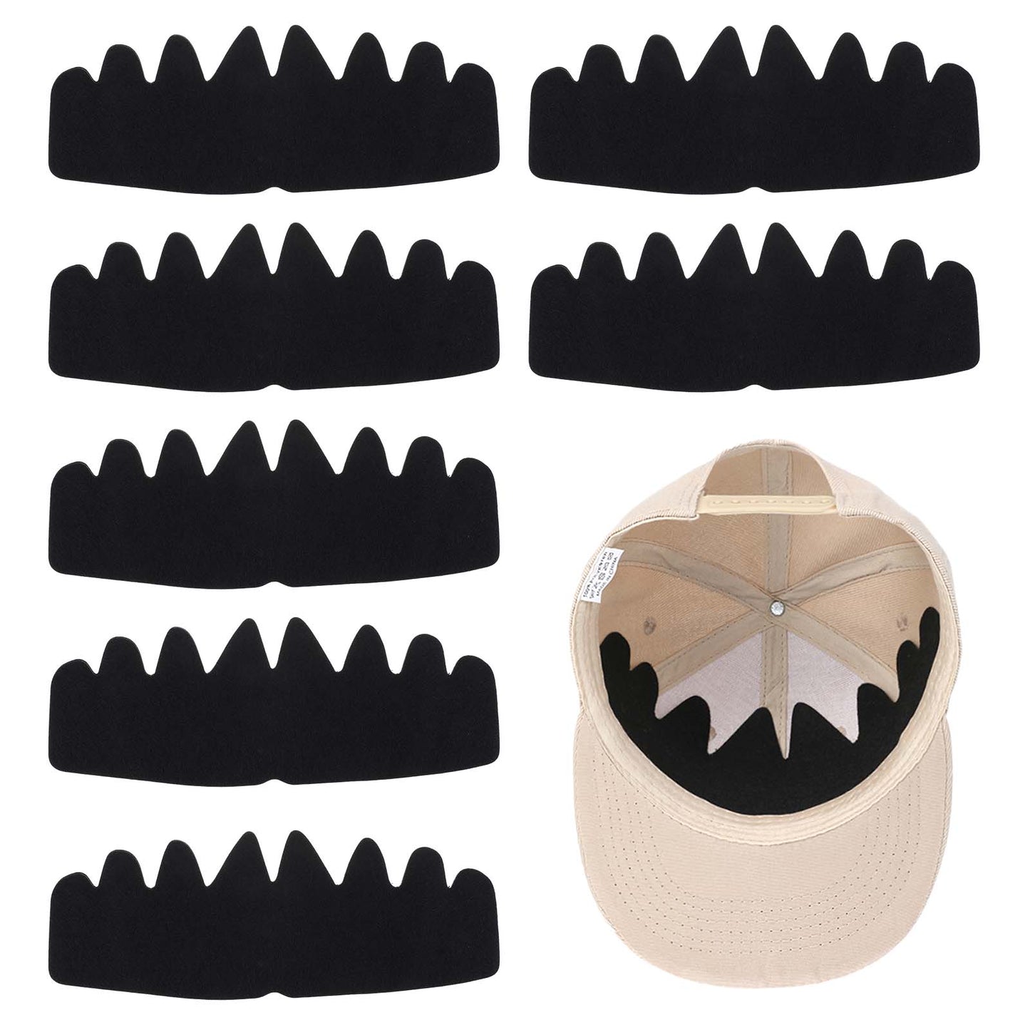 oruola 15pcs Hat Shaper Insert,Cap Shaper,Cap Protector with Unique Cave Design,Washable Reusable Hats Liner Sweat Protection for Baseball Caps, Sun Hats with 8 Support Corners Black