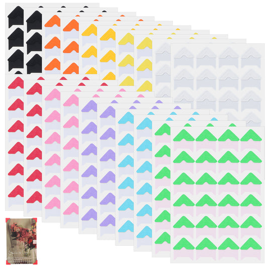 Classicseali 480pcs Photo Corners for Scrap Book, Self-Adhesive Brown Photo Corners Stickers, Scrapbooking Photos Mounting Corners for Albums, DIY Craft, Memory Book, 10 Colors