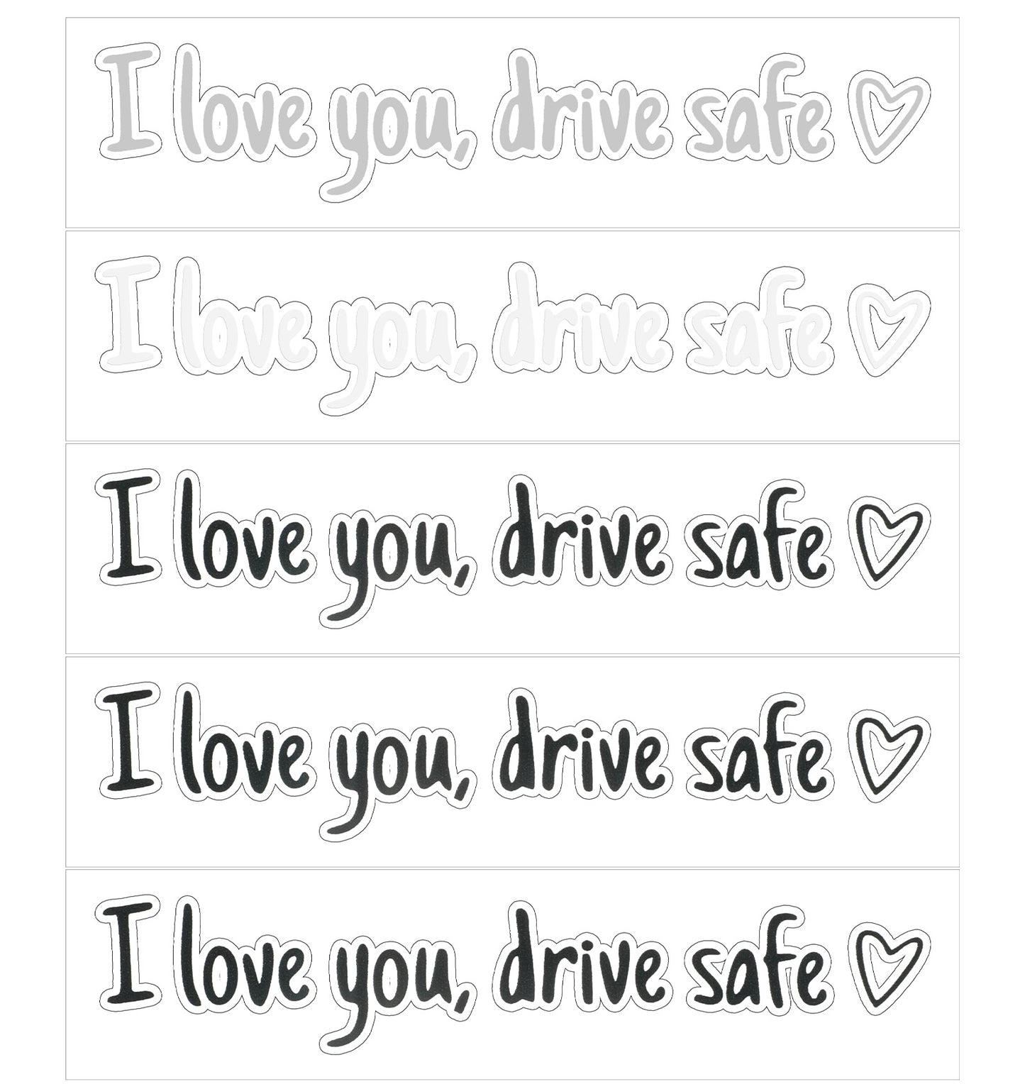 5Pcs I Love You Drive Safe Mirror Sticker, I Love You Drive Safe Waterproof and Reusable Decals for Mirror & Car Windows, Easy to Apply (Black and White)