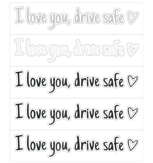 5Pcs I Love You Drive Safe Mirror Sticker, I Love You Drive Safe Waterproof and Reusable Decals for Mirror & Car Windows, Easy to Apply (Black and White)