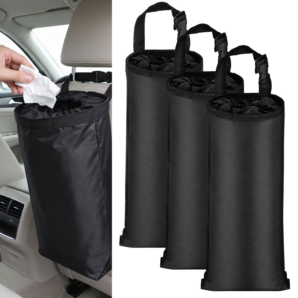 Elegaperma 3pcs Trash Bag for Car Interior Hanging, Washable,Easy Hanging