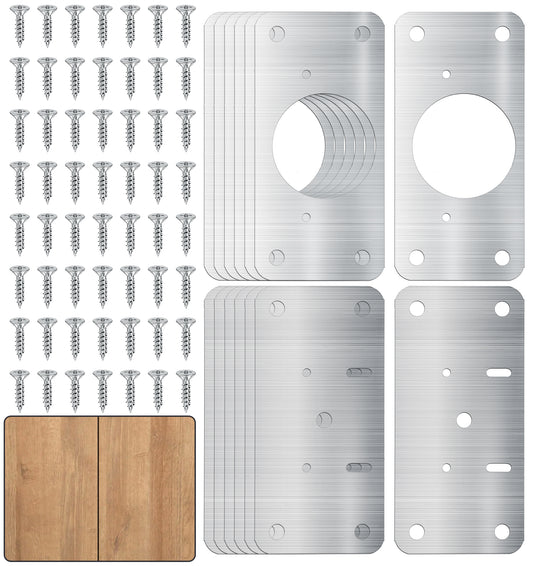 Kitchen Door Hinge Repair Plate, 14 Pcs Stainless Steel Hinge Fixing Plates with Mounting Screws, Hardware Kit for Kitchen Cupboard Locker Doors