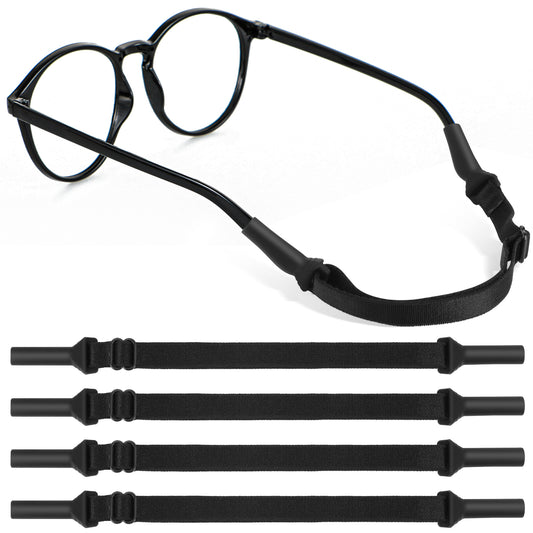 oruola 6pcs Adjustable Glasses Strap,Stretchy Silicone Fabric No Tail Glasses Neck Lanyard Cord, Sports Sunglasses & Eyeglasses Holder Rope Eyewear Retainer Strap for Aldult,Black