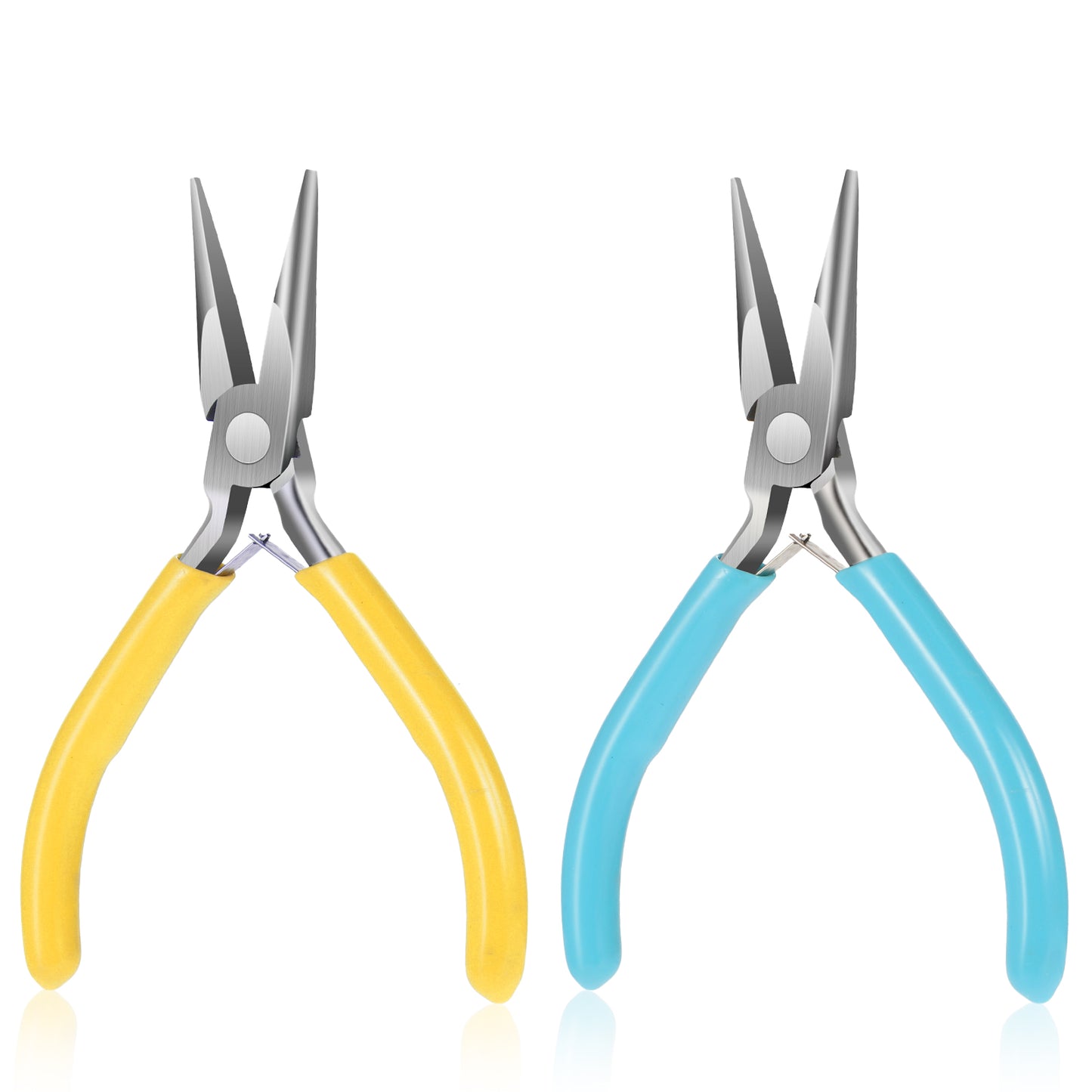 Oruola 2pcs Pliers for Jewelry Making,4.5In Small Needle Nose Pliers Jewelry,Precision Jewelry Making Tool with Comfort Grip Handle for Jewelry Making Jewelry Repair Wire Bending Gripping Blue Yellow