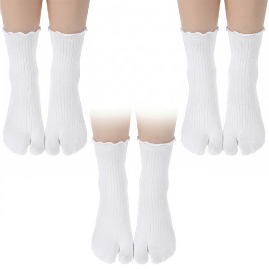 Classicseali 3 Pairs Flip Flop Socks, Soft Split Toe Socks, Mid-Calf Socks for Flip Flops for Women, for Men Women Unisex, Suitable for All Kinds of Shoes, White
