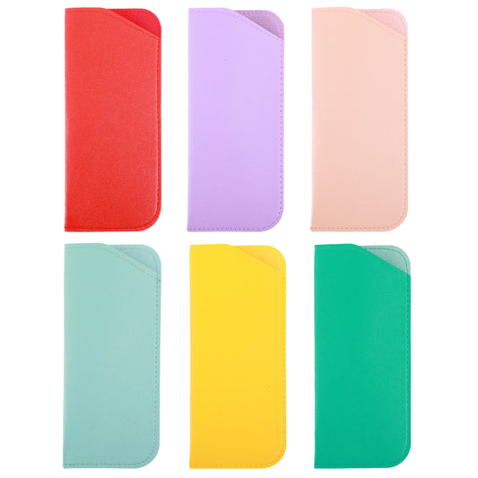 oruola 6pcs Soft Glasses Case for Women,PU Leather Glasses Pouch,Muticolor Glasses Case Soft, Stylish Glasses Sleeve for Reading Glasses and Sunglasses,Eyeglasses Storage Bags for Women Men Travel