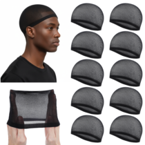 10 Pcs Wig Cap Wave Caps, Breathable Hair Bonnet For Sleeping Men Women Elastic Skull Cap For 360 Waves, Soft Stretchy Breathable Net Caps For Sleep & Shower (Black)