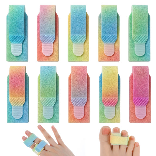 Thrymme 10 Pcs Finger Splints, Finger Splints for Broken Fingers Hook and Loop Splint for Toe Straightening, Washable & Reusable Support for Curled Toes (Rainbow)