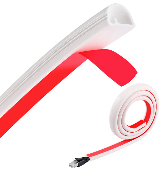 Trunking for Electric Cables, 39-Inch TV White Cable Trunking, Self-Adhesive Cord Hiders for Mounted TV, Flexible Silicone Wire Concealer for Baby Proofing