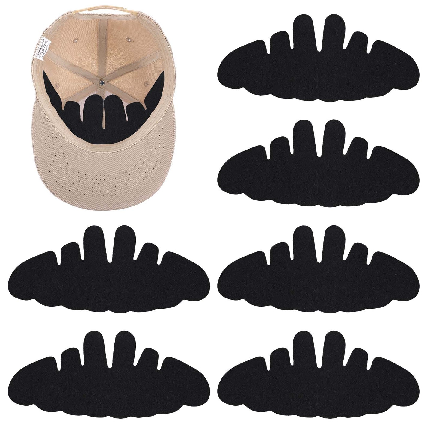 oruola 15pcs Hat Shaper Insert,Cap Shaper,Cap Protector with Unique Cave Design,Washable Reusable Hats Liner Sweat Protection for Baseball Caps, Sun Hats, Black