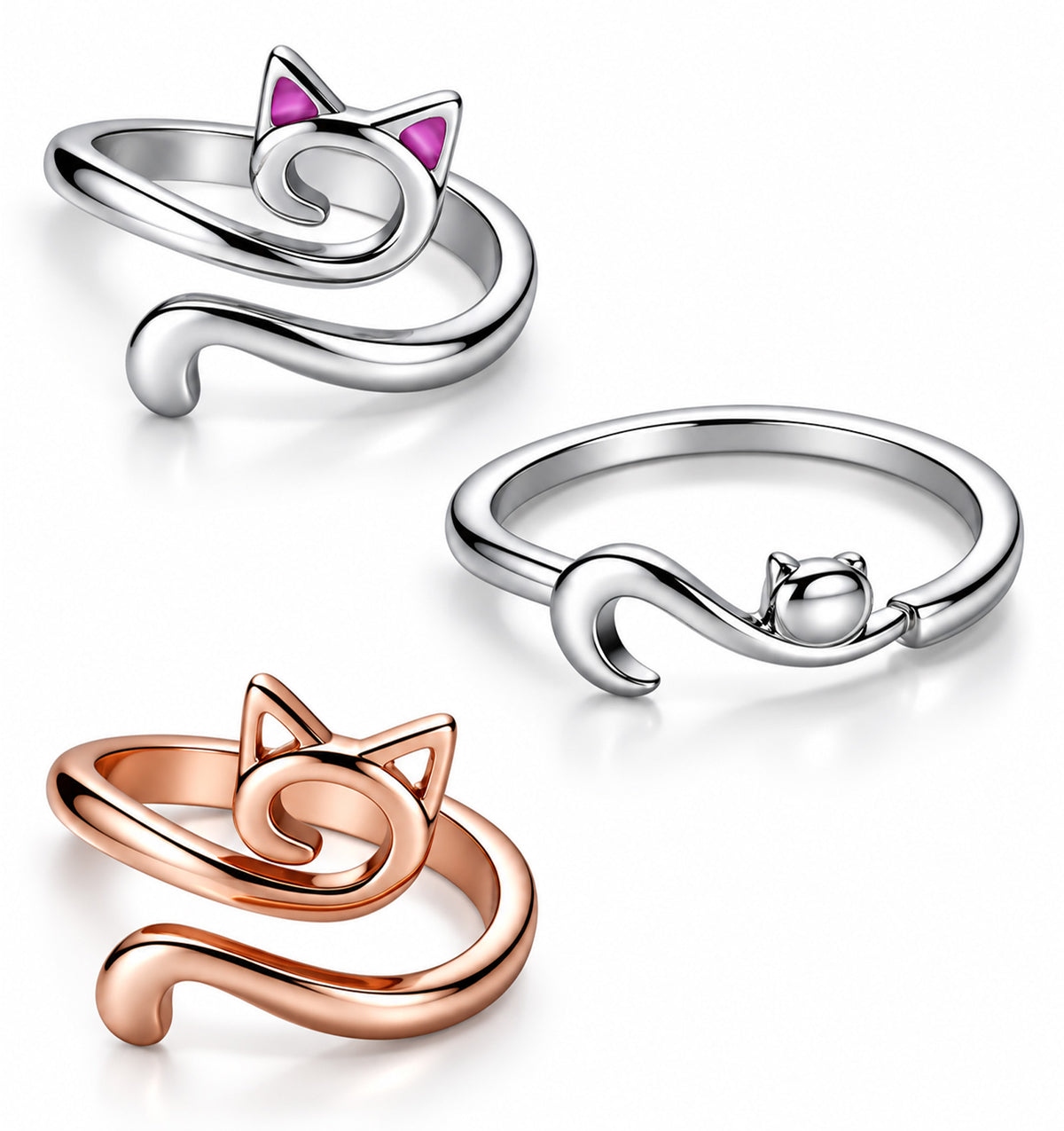 3 Pcs Crochet Tension Ring, Adjustable Crochet Ring with Cat Ear Design