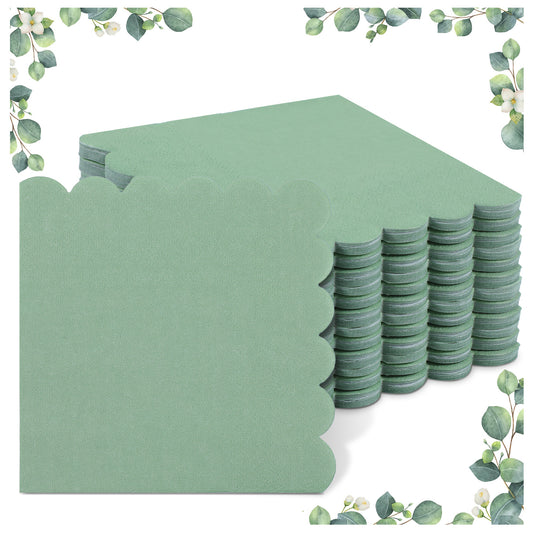 Guduling 50pcs Sage Napkins, Sage Green Cocktail Napkins, Disposable Napkin for Weddings, Birthdays, Baby Showers, Bridal Showers, 9.84 X 9.84 in, Light Green