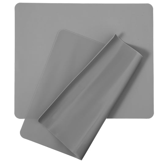Guduling 2pcs Silicon Mat, 9.45 X 7.87 in Silicone Mats for Worktops, Non-Slip Worktop Protector, Silicone Mats for Crafts, Placemat, Baking, Coffee, Dark Gray