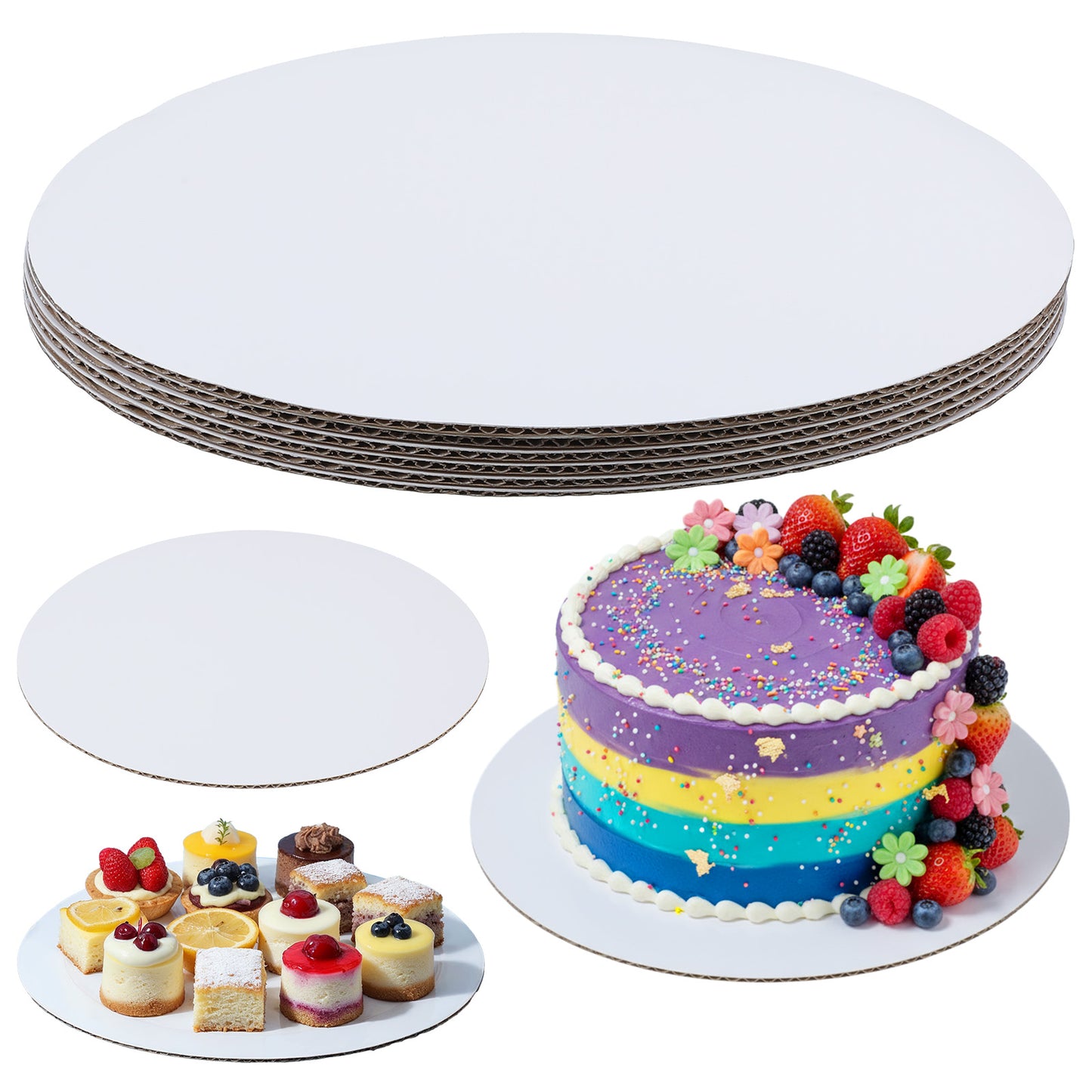 guduling 6pcs 10 Inch White Cake Board, Cake Boards 10 Inch Round, 10" in Cakes Drum 3 Mm Thick Cardboard for Baking Wedding Birthday Cakes,Dessert,Pizza and Exhibition