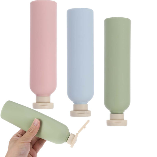 oruola 3-Pack Travel Shampoo Bottles, 260ml Refillable Travel Containers with Flip Cap - Leak Proof，Squeeze Bottle for Toiletries, Creams, Lotion, Conditioner (Green, Pink, Blue)