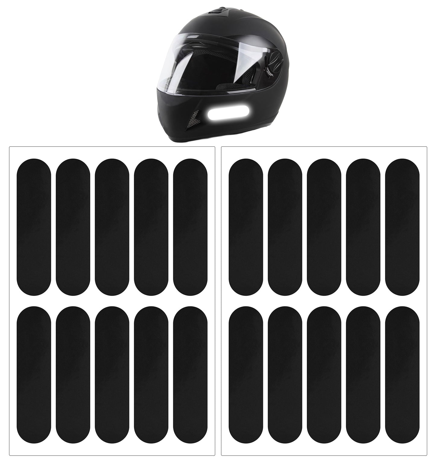 20PCS Black Reflective Tape, Reflective Stickers for Helmet, Night Visibility for Motorcycle Helmet Bike Scooter (Blsck)