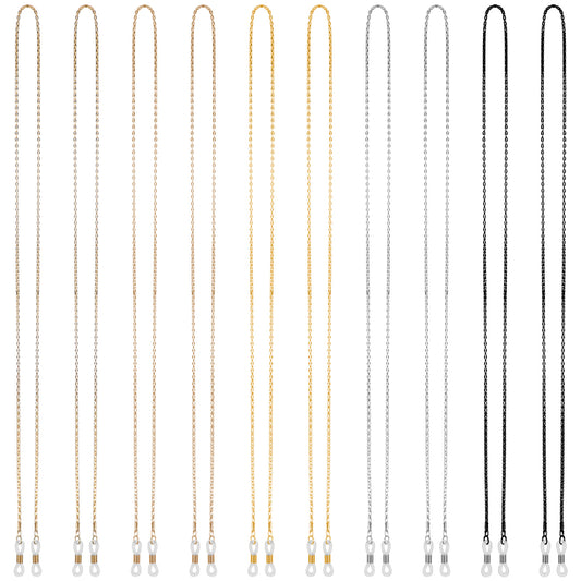 oruola 10pcs Sunglass Chain, Eyeglass Necklace Holder for Women, Zinc Alloy Eye Glass Chains Women with 20 Pcs Adjustable Rubber Ends Connectors, Glasses Chain for Womens Men, 5 Colors