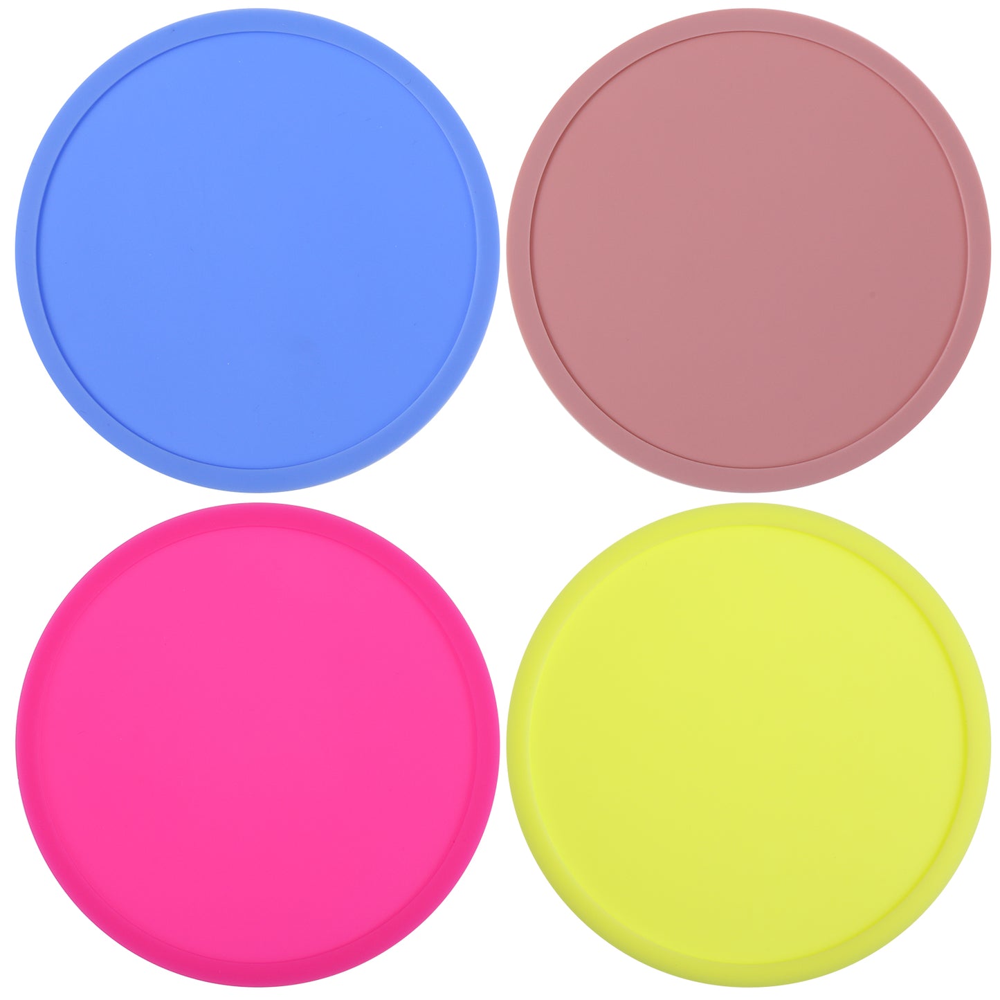 Classicseali 4pcs Cup Coasters for Table, Round Coaster for Office Desk, Silicone Desktop Coasters, Non-Slip, Heat-Resistant, for Table, Office, Bar Furniture Protection, Hot Cup Mat, 4 Colors