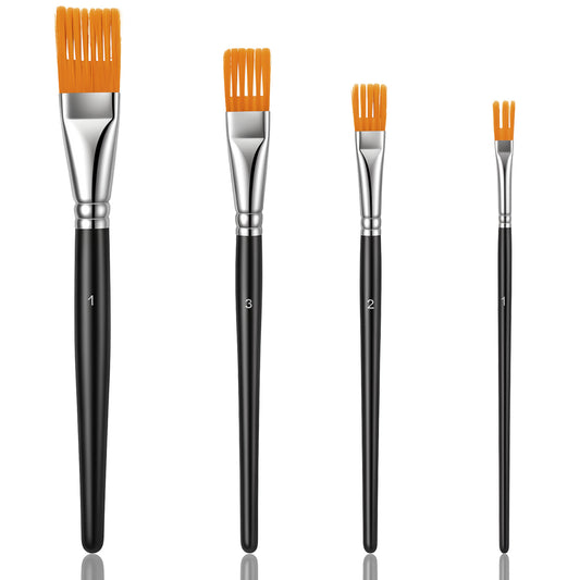 Guduling 4 Pcs Grainer Brush Set, Professional Flat Paint Brushes for Acrylic Painting, Oil & Watercolor Texturing (Black & Yellow, 9.4 x 3.5 x 0.7 In)