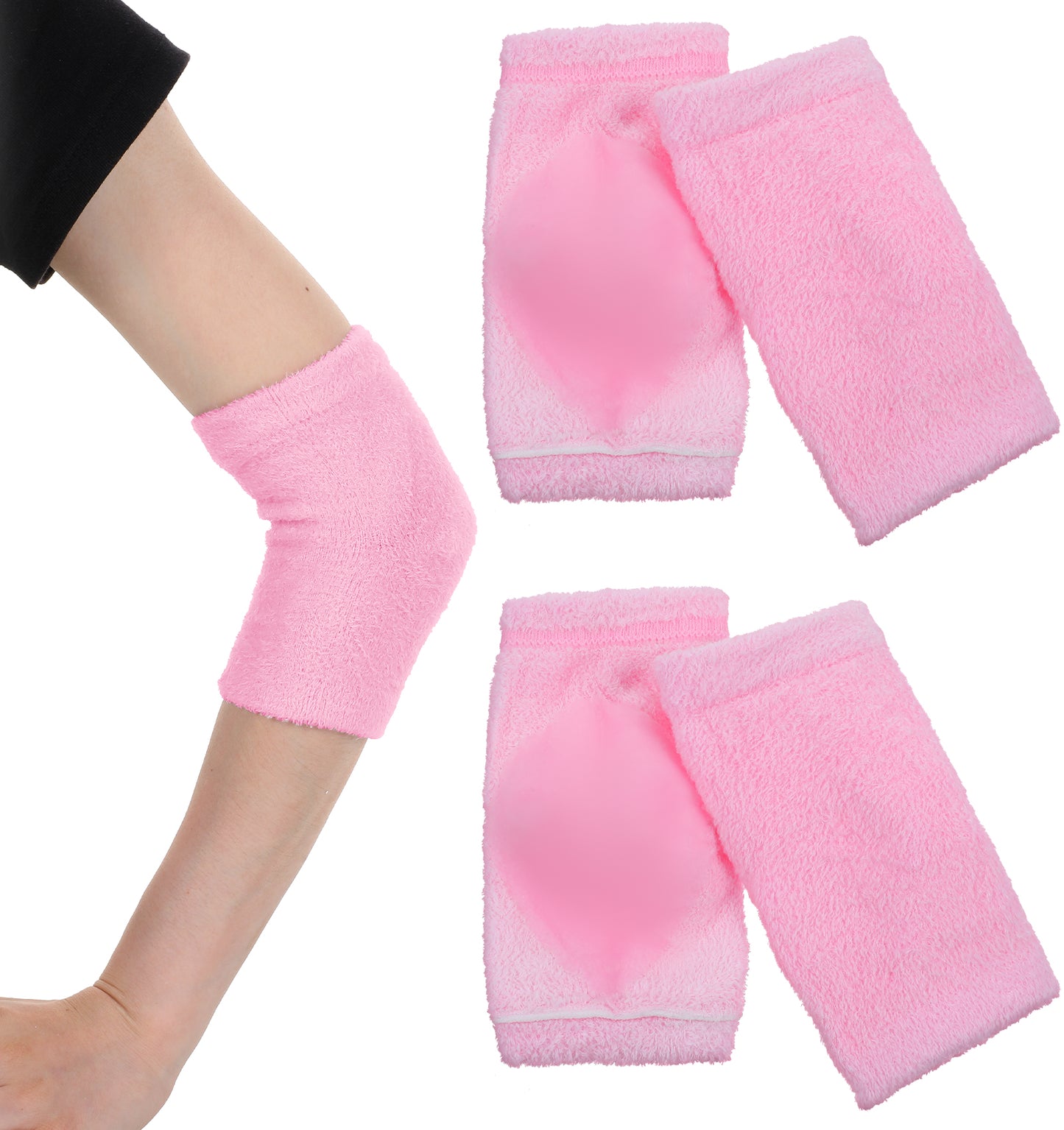 oruola 2 Pairs Elbow Pads for Adults,Elbow Protector,Beauty Gel Moisturizing, Elbow Moisturizing Sleeve, for Moist Chapped Dry Skin Care, Cover Heel Socks, Elbows Sleeves, Pink