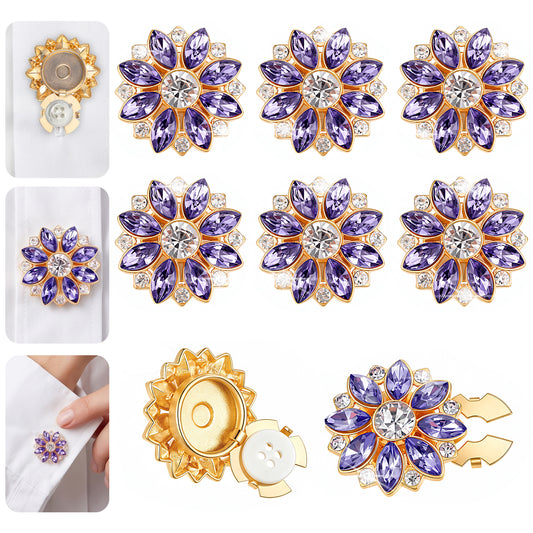 Guduling 6Pcs Button Covers Clip On, 2.85 CM Outer Diamante Buttons,2 Color