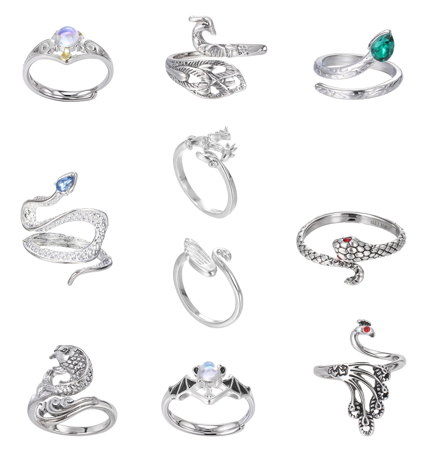 10Pcs Crochet Ring, Adjustable Crochet Tension Ring for Fingers Crocheting, Yarn Rings Finger Tool for Women, Perfect for Crocheting Knitting, Easy to Use, Silver 10 Different Exquisite Styles