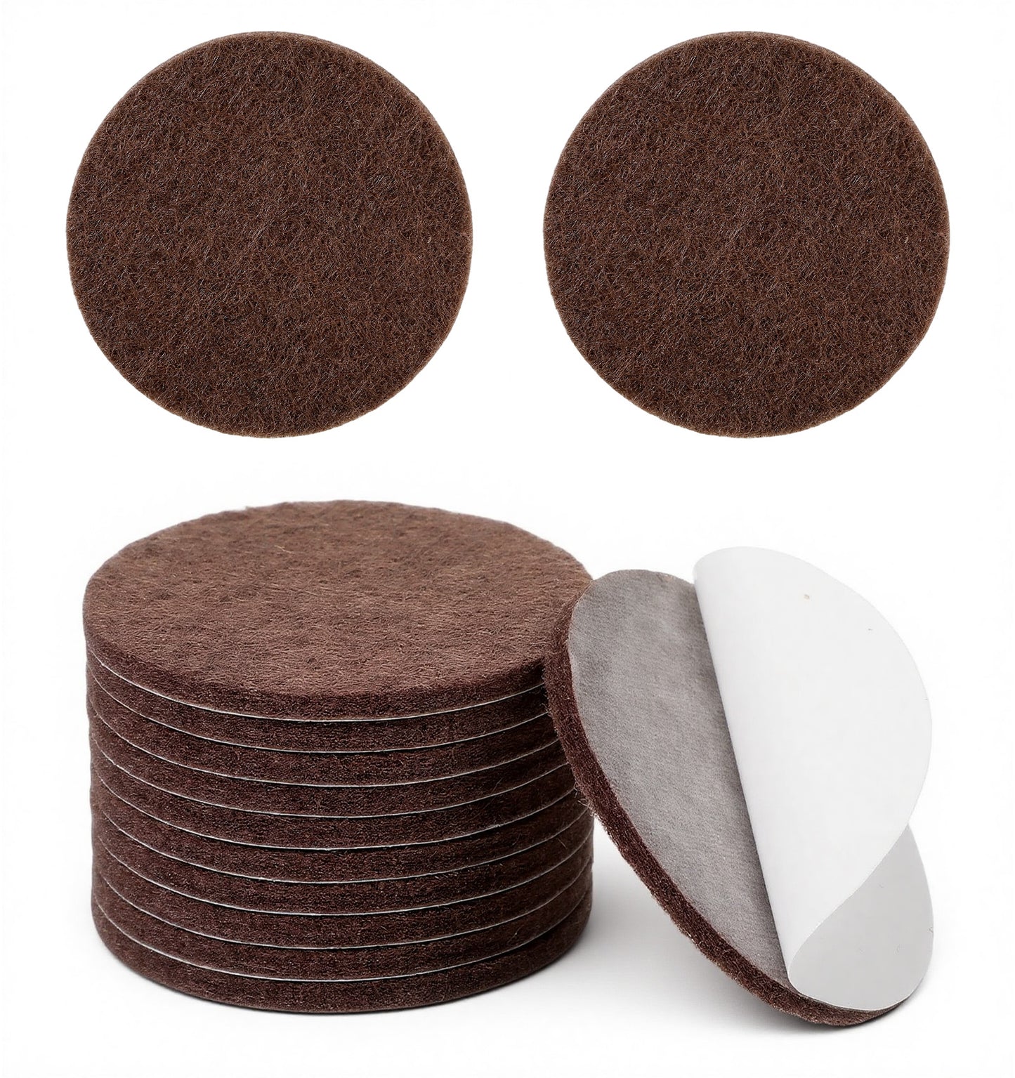12 PCS Furniture Felt Pads for Hardwood Floors, 2 Inch Round Self-Adhesive Felt Feet for Furniture Chair Legs & Hardwood Floors, Cuttable Anti-Scratch Floor Protectors (Brown)