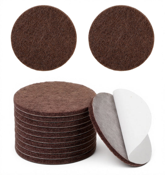 12 PCS Furniture Felt Pads for Hardwood Floors, 2 Inch Round Self-Adhesive Felt Feet for Furniture Chair Legs & Hardwood Floors, Cuttable Anti-Scratch Floor Protectors (Brown)